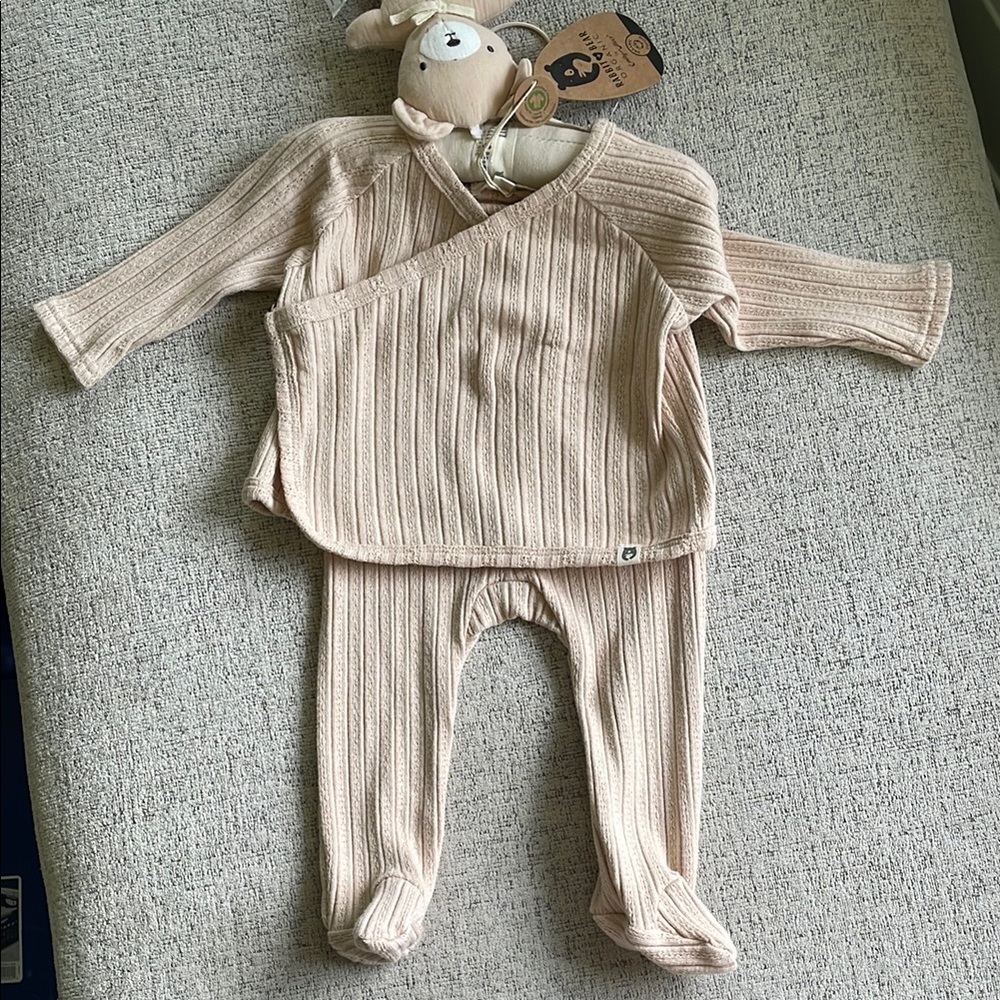 Rabbit Bear Organic Neutral Set with Teddy Bear Toy